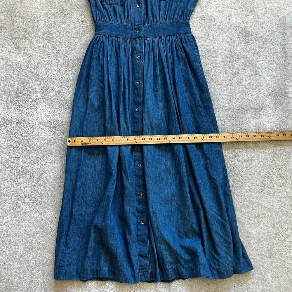 ABERCROMBIE & FITCH VINTAGE DENIM MAXI DRESS SIZE 10 COTTAGECORE PRAIRIE TRENDY - Picture 8 of 10